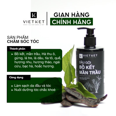 Dầu Gội Bồ Kết Mần Trầu VIETKET 320ml - Sạch gàu, hết ngứa, chắc khoẻ tóc