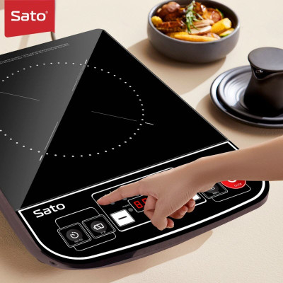 Bếp từ đơn SATO BT061 (Tặng kèm nồi lẩu Inox) Mặt kính cường lực cao cấp chống xước, chịu nhiệt lên tới 750 °C độ bền cao và an toàn tuyệt đối - Miễn phí vận chuyển toàn quốc - Hàng chính hãng