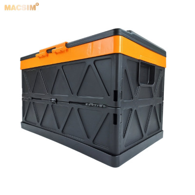 Hộp đựng đồ 48l màu đen pha cam xếp gọn kích thước 50cm x 32cm x 31cm - hộp đựng đồ trong cốp ô tô nhãn hiệu Macsim chất liệu PP cao cấp