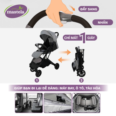 Xe đẩy gấp gọn cho bé Mastela HN275 - Xe đẩy em bé siêu nhẹ, thoáng khí bảo hành 12 tháng