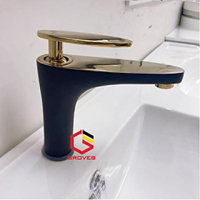 Vòi rửa mặt đen ánh vàng GR4607DB