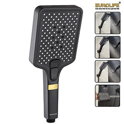 Bộ tay dây sen 4 chức năng chảy, nhựa ABS mạ đen Eurolife EL-126SH-D