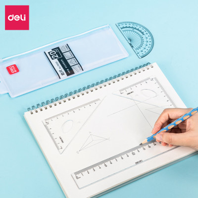 Bộ Thước Kẻ Thước Đo Độ Eke Học Sinh Deli - Bộ Dụng Cụ Học Tập 4 Chiếc  - 79529 79530