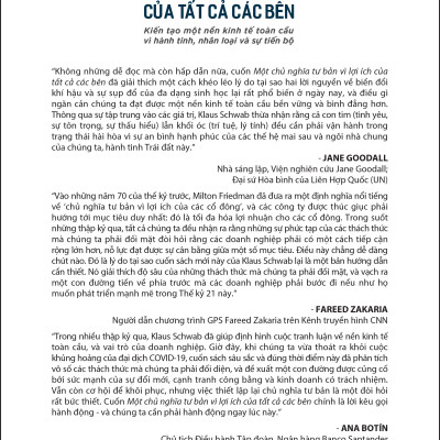 MỘT CHỦ NGHĨA TƯ BẢN VÌ LỢI ÍCH CỦA TẤT CẢ CÁC BÊN (Stakeholder Capitalism) - Klaus Schwab và Peter Vanham - Nguyễn Việt Anh dịch - (bìa mềm)