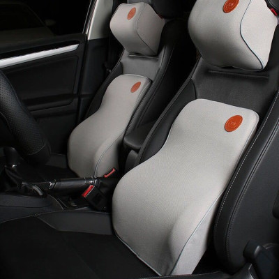 Bộ gối tựa đầu đệm dựa lưng ô tô cao su non thoáng khí không xẹp lún