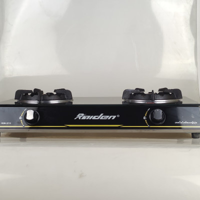 Bếp ga đôi kiếng cường lực Raiden RDB2250B, kiềng men 5mm, kính 7ly, mũ nhôm-Hàng chính hãng