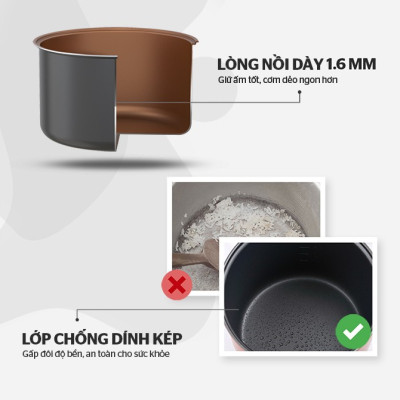 Nồi Cơm Điện 1.8L SUNHOUSE SHD8631 - Hàng Chính Hãng