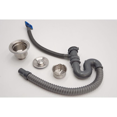 Bộ xả chậu rửa chén 1 hộc, kèm rốn xả Inox 110mm Eurolife EL-BXC 03 (Xám)