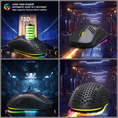 Chuột Led Không Dây T90 đa kết nối Blutooth 5.0 + Usb 2.4G 3600Dpi Pin Sạc TypeC hàng nhập khẩu