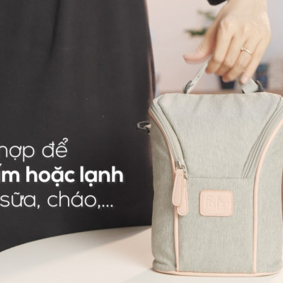 Túi giữ nhiệt bình sữa đôi (chứa được 2 bình sữa cổ siêu rộng) có thể giữ ấm hoặc giữ lạnh + tặng 2 zipper 20x30cm dùng bao đựng bình sữa giúp giữ nhiệt tốt hơn