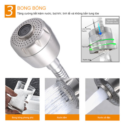 Vòi bếp đơn lạnh Inox 304 Cao Cấp Xoay 360 độ