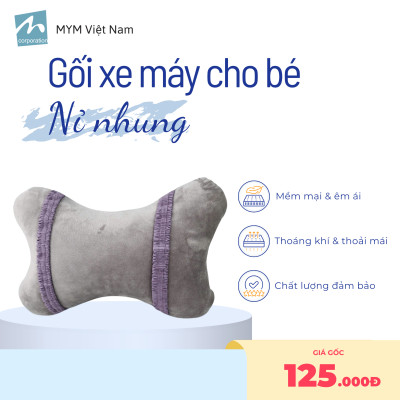 Gối Đi Xe Máy Cho Bé MYM Chất Vải Nhung Mềm Mại, Êm Ái