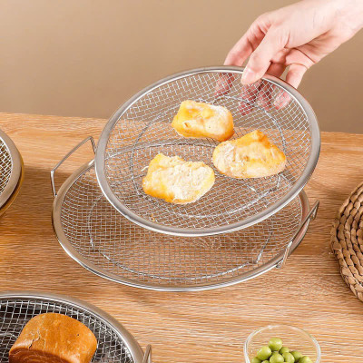 Khay Tròn Inox 304 Kèm Ray Lưới Lọc Ráo Dầu Chiên Thức Ăn Đa Năng Tiện Dụng 19cm - HÀNG CHÍNH HÃNG MINIIN