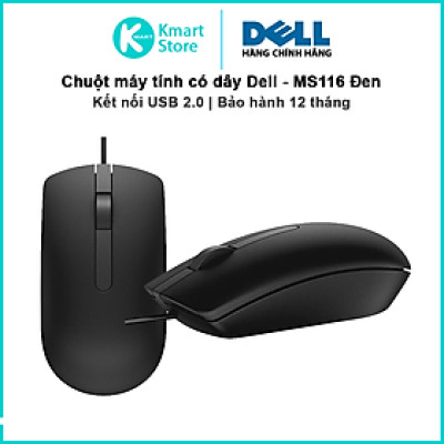 Chuột máy tính có dây Dell MS116 Black - Hàng chính hãng FPT phân phối