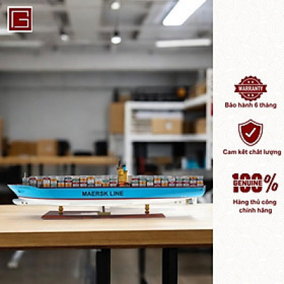 Mô Hình Thuyền Gỗ Trang Trí, tàu container, Thuyền Thương Mại EMMA MAERSK, thuyền chở hàng, hàng chính hãng