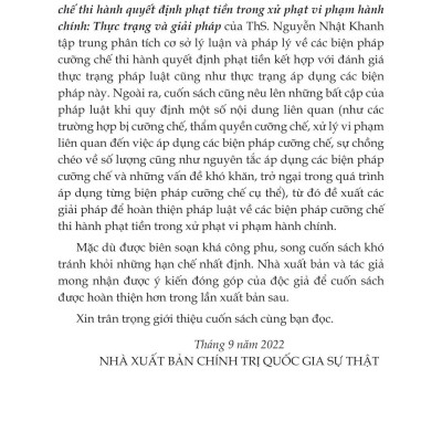 Các Biện Pháp Cưỡng Chế Thi Hành Quyết Định Phạt Tiền Trong Xử Phạt Vi Phạm Hành Chính: Thực Trạng Và Giải Pháp