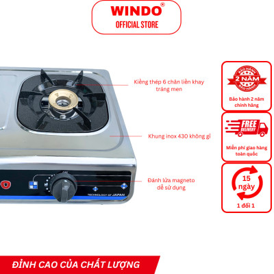 Bếp Gas Đôi Mặt Inox WINDO - 618 SI | Bếp gas 6 tấc tiết kiệm gas- Hàng chính hãng