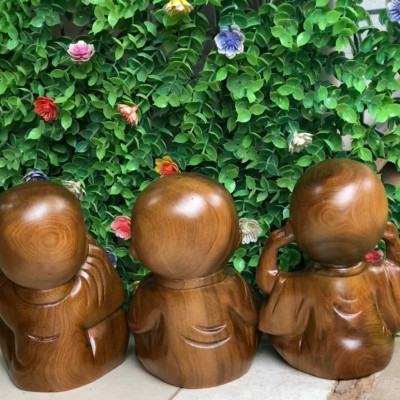 Bộ tượng tam không trang trí bàn làm việc ,láp tốp ,ôtô bằng gỗ bách xanh thơm phức kt cao 13×9×8cm