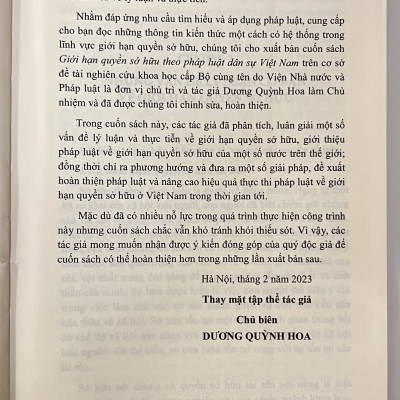 Sách - Giới Hạn Quyền Sở Hữu Theo Pháp Luật Dân Sự Việt Nam