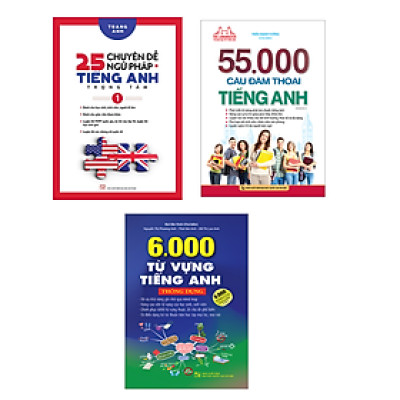 Combo 3 Cuốn Dành Cho Người Bắt Đầu Học Tiếng Anh- 25 Chuyên Đề Ngữ Pháp Tiếng Anh Trọng Tâm (Tập 1)+6000 Từ Vựng Tiếng Anh Thông Dụng+55000 Câu Đàm Thoại Tiếng Anh 
