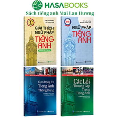 Combo 4 Cuốn Ngữ Pháp Tiếng Anh+ Giải Thích Ngữ Pháp + Cụm Động Từ + Các Lỗi Thường Gặp