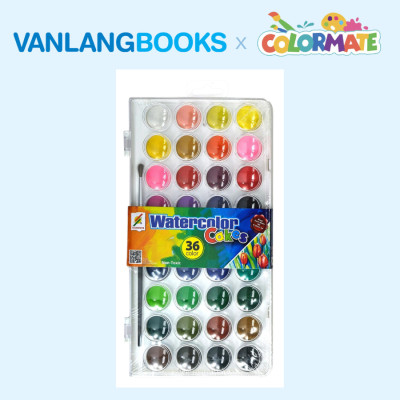 Sách Bí Quyết Vẽ Màu Nước (Tái Bản) + Hộp 36 Bánh Màu Nước Watercolor Cakes - Vanlangbooks x Colormate