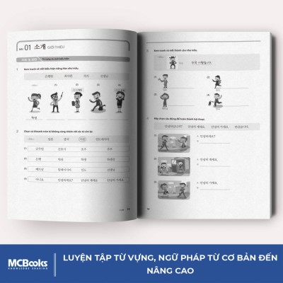 Combo 4 Cuốn Tiếng Hàn Tổng Hợp Sơ Cấp 1 và 2 Bản Đen Trắng - Học Kèm App Và Khóa Học Online