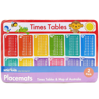 Whiz Kids Placemat Pack: Times Table & Australia Map