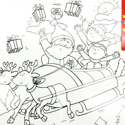 Wipe Clean Colouring Books - Sleigh