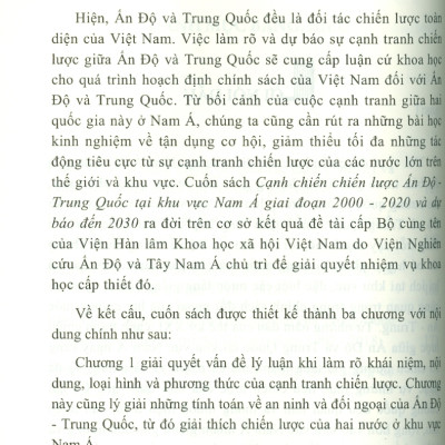 Cạnh Tranh Chiến Lược Ấn Độ - Trung Quốc Tại Khu Vực Nam Á Giai Đoạn 2000-2020 Và Dự Báo Đến 2030 (Sách chuyên khảo) - Viện Hàn lâm Khoa học Xã hội Việt Nam - Viện Nghiên cứu Ấn Độ và Tây Nam Á; TS. Trần Hoàng Long chủ biên