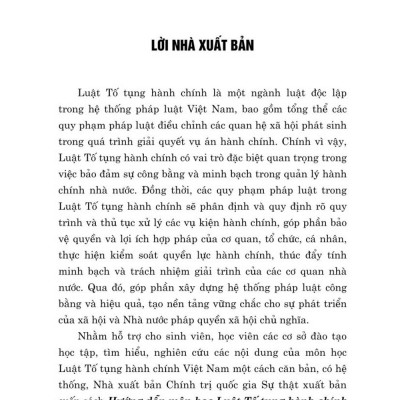 Hướng dẫn môn học Luật tố tụng hành chính - bản in 2024