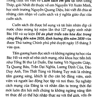 Những Tấm Gương Ham Đọc Sách Và Tự Đọc Thời Đại Hồ Chí Minh