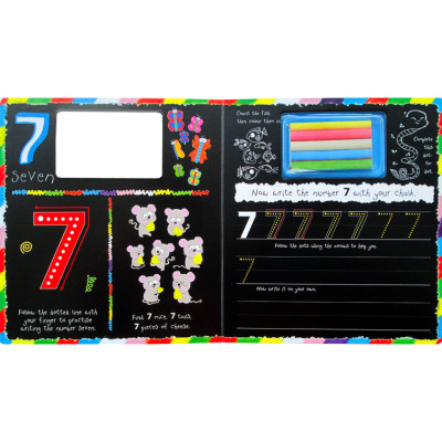 Chalk Away: 123 (With 5 Colour Chalks and Wipe-Clean Pages)