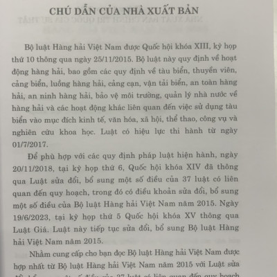 Bộ luật Hàng hải Việt Nam năm 2015 (sửa đổi bổ sung 2018, 2023)