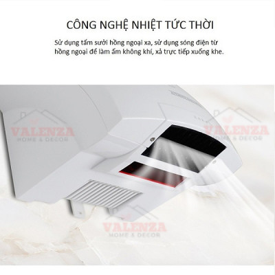Máy sấy tay tự động cảm ứng hồng ngoại sấy nóng khô nhanh, công suất 1800W-Hàng chính hãng