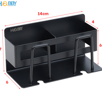 Kệ đựng bàn chải kem đánh răng 2 ngăn màu đen Hobby home decor CD3B
