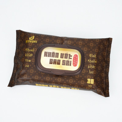 Khăn ướt bao sái lau bàn thờ EcoWipes gói 30 tờ hương Trầm