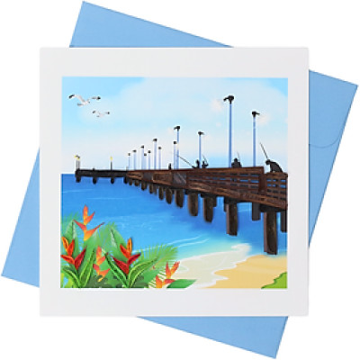 Thiệp Giấy Xoắn Nghệ Thuật hình cây cầu - size 15x15cm