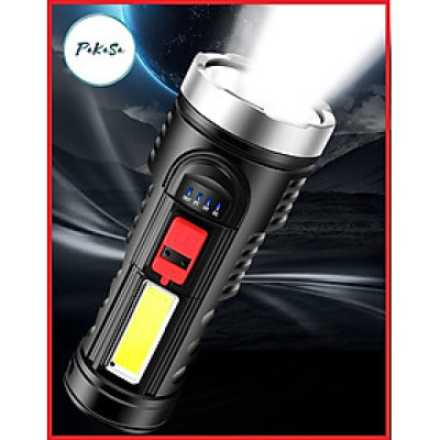 Đèn Pin Sạc USB 4 Chế Độ Sáng Có Đèn Báo Dung Lượng Pin - Hàng Chính Hãng