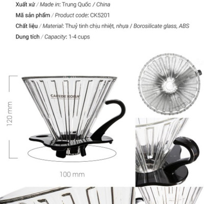 Bộ combo pha cà phê V60 02 màu đen đẳng cấp CAFE DE KONA