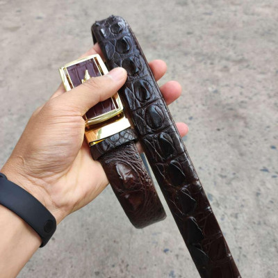 Dây nịt nam gai lưng cá sấu LIỀN NGUYÊN CON N24N2 (Mặt vàng)