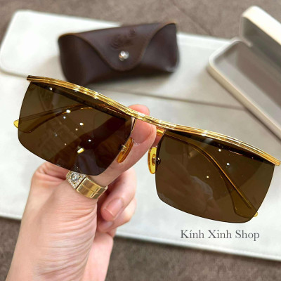 Kính râm nam Solex Amor nửa viền càng nhỏ cao cấp mạ vàng 14K Tặng Fullbox phụ kiện