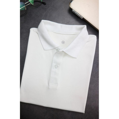 Áo Thun Cổ Bẻ Cá Sấu 4 Chiều Màu Trắng