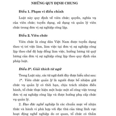 Luật viên chức năm 2010 (sửa đổi, bổ sung năm 2019) bản in 2024