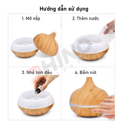Máy phun sương tạo ẩm lớn Rhino H403 400ml, tích hợp đèn ngủ, điều khiển từ xa - Hàng chính hãng
