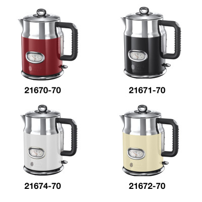 Ấm Siêu Tốc Russell Hobbs Retro 21672-70 2400W 1.7L Màu Kem Hàng chính hãng