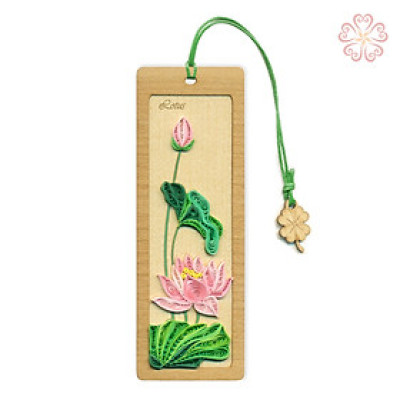 Bookmark Hoa Sen Làm Thủ Công Từ Giấy Xoắn Nghệ Thuật Và Gỗ Veener