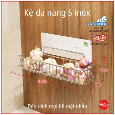 iMat Kệ dán tường nhà bếp, nhà tắm chịu lực siêu dính đa năng, móc treo dán tường cao cấp Happy Home Đài Loan