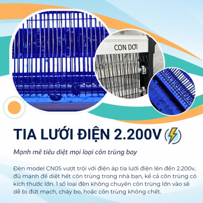 Đèn diệt muỗi côn trùng công nghiệp CON DƠI model CN05 Công Suất 35w-diện tích 100m2