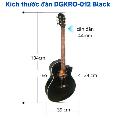 Đàn guitar acoustic DGKRO-012 dáng A khuyết màu đẹp âm thanh tốt có ty chống cong cần dành cho bạn mới tập